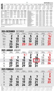 3-Monatskalender groß 2025 - Büro-Kalender 30x48,8 cm (geöffnet) - mit Datumsschieber - Zettler - 954-0011  4006928026081