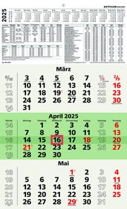 3-Monatskalender Recycling 2025 - 29,7x48,8 cm - mit Kopftafel und Datumsschieber - Blauer Engel - Mehrmonatsplaner - 956-0700  4006928026111