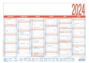 Arbeitstagekalender blau/rot 2024 - A4 (29,7 x 21 cm) - 6 Monate auf 1 Seite - Tafelkalender - Plakatkalender - Jahresplaner - 910-0015  4006928024179