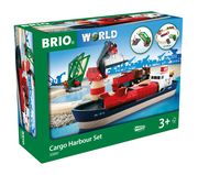 BRIO World 33061 Container Hafen Set - Mit Hafenbrücke und beweglichem Kran zum Beladen des Frachtschiffes - Geeignet für Kinder ab 3 Jahren  7312350330618