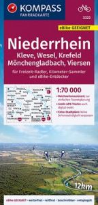 Fahrradkarte 3323 Niederrhein, Kleve, Wesel, Krefeld, Mönchengladbach, Viersen 1:70.000 KOMPASS-Karten GmbH 9783991211020