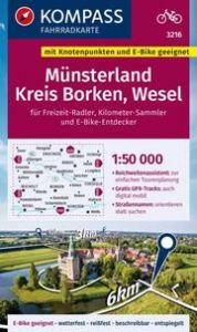 KOMPASS Fahrradkarte 3216 Münsterland, Kreis Borken, Wesel mit Knotenpunkten 1:50.000  9783991540328