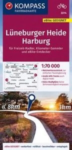 KOMPASS Fahrradkarte 3314 Lüneburger Heide, Harburg mit Knotenpunkten 1:70.000  9783991213475