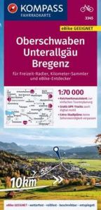 KOMPASS Fahrradkarte 3345 Oberschwaben, Unterallgäu, Bregenz 1:70.000  9783991218203