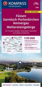 KOMPASS Fahrradkarte 3350 Füssen, Garmisch-Partenkirchen, Ammergau, Wettersteingebirge 1:70.000  9783991219118