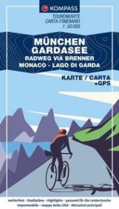 KOMPASS Fahrrad-Tourenkarte München - Gardasee, Radweg via Brenner 1:50.000  9783991542476