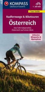 KOMPASS Radfernwegekarte Radfernwege & Biketouren Österreich - Übersichtskarte 1:300.000  9783991215325
