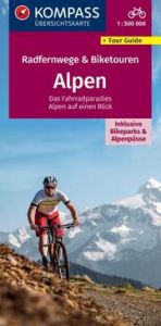 KOMPASS Radfernwegekarte Radfernwege & Biketouren Alpen - Übersichtskarte 1:500.000  9783991542285
