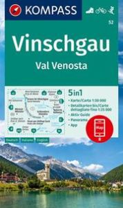 KOMPASS Wanderkarte 52 Vinschgau/Val Venosta 1:50.000  9783990447413
