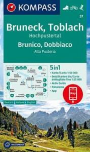 KOMPASS Wanderkarte 57 Bruneck, Toblach, Hochpustertal, Brunico, Dobbiaco, Alta Pusteria 1:50.000  9783990447086