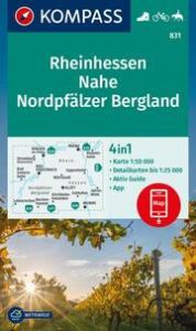 KOMPASS Wanderkarte 831 Rheinhessen, Nahe, Nordpfälzer Bergland 1:50.000  9783991218838