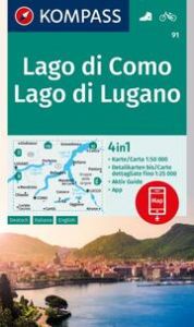 KOMPASS Wanderkarte 91 Lago di Como, Lago di Lugano 1:50.000  9783991214694