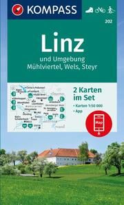 KOMPASS Wanderkarten-Set 202 Linz und Umgebung, Mühlviertel, Wels, Steyr (2 Karten) 1:50.000  9783991542179