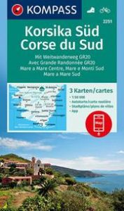 KOMPASS Wanderkarten-Set 2251 Korsika Süd, Corse du Sud, Weitwanderweg GR20 (3 Karten) 1:50.000  9783990444016