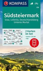 KOMPASS Wanderkarten-Set 226 Südsteiermark, Graz, Leibnitz, Deutschlandsberg, Unteres Murtal (2 Karten) 1:50.000  9783991212508