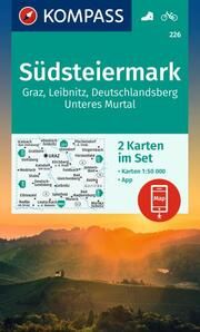 KOMPASS Wanderkarten-Set 226 Südsteiermark, Graz, Leibnitz, Deutschlandsberg, Unteres Murtal (2 Karten) 1:50.000  9783991218821