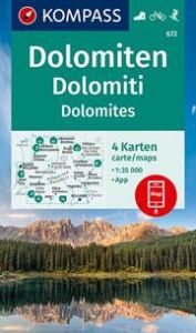 KOMPASS Wanderkarten-Set 672 Dolomiten, Dolomites, Dolomiti (4 Karten) 1:35.000  9783991213505