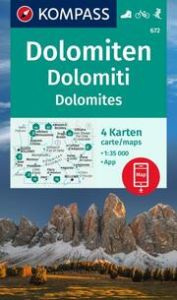KOMPASS Wanderkarten-Set 672 Dolomiten, Dolomiti, Dolomites (4 Karten) 1:35.000  9783991217589