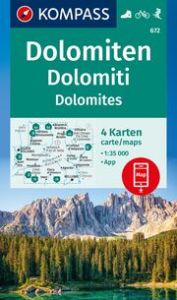 KOMPASS Wanderkarten-Set 672 Dolomiten, Dolomiti, Dolomites (4 Karten) 1:35.000  9783991541684