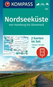 KOMPASS Wanderkarten-Set 723 Nordseeküste von Hamburg bis Dänemark (2 Karten) 1:50.000  9783991217244