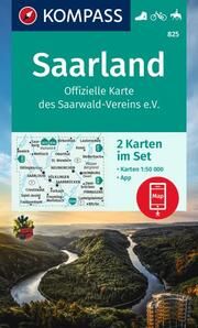KOMPASS Wanderkarten-Set 825 Saarland, Offizielle Karte des Saarwald-Vereins e.V. (2 Karten) 1:50.000  9783990449165