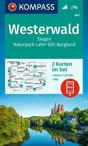 KOMPASS Wanderkarten-Set 847 Westerwald, Siegen, Naturpark Lahn-Dill-Bergland (2 Karten) 1:50.000  9783991218876