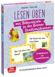 Lesen üben mit Bilderrätseln: Die Bremer Stadtmusikanten. 34 Bildkarten zur Leseförderung Fell, Helga 4260694922224