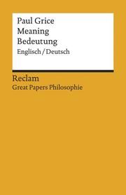 Meaning/Bedeutung Grice, Paul 9783150195840