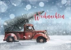 Faltkarte "Frohe Weihnachten - Pickup mit Tannenbaum"