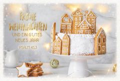 Faltkarte "Frohe Weihnachten" - Lebkuchenhäuser