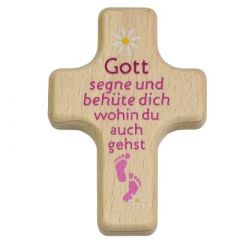 Handkreuz "Gott segne und behüte dich" - pink