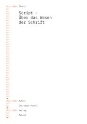 Script - Über das Wesen der Schrift Stindl, Christian 9783038630791