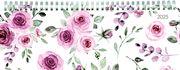 Tisch-Querkalender Style Rosen 2025 - Büro-Planer 29,7x10,5 cm - Tisch-Kalender - 1 Woche 2 Seiten - Ringbindung - Zettler  4006928025862