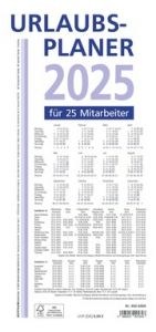 Urlaubsplaner 2025 100x29,7 - 16 Monate- Wandplaner - gefalzt - für 25 Personen - 992-0000  4006928025848