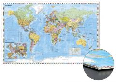Weltkarte mit Ausschnitt Zentraleuropa zum Pinnen auf Wabenplatte  4027871700040